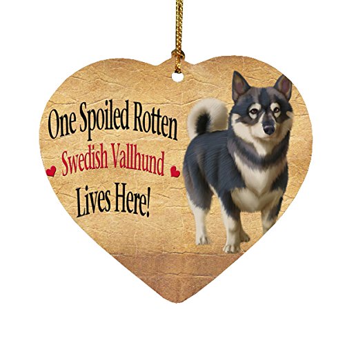 Spoiled Rotten Swedish Vallhund Dog Heart Christmas Ornament