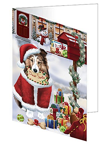 Shetland Sheepdog Dear Santa Letter Christmas Holiday Mailbox Dog Handmade Artwork Assorted Pets Greeting Cards and Note Cards with Envelopes for All Occasions and Holiday Seasons