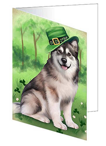 St. Patricks Day Irish Portrait Alaskan Malamute Dog Handmade Artwork Assorted Pets Greeting Cards and Note Cards with Envelopes for All Occasions and Holiday Seasons GCD49523