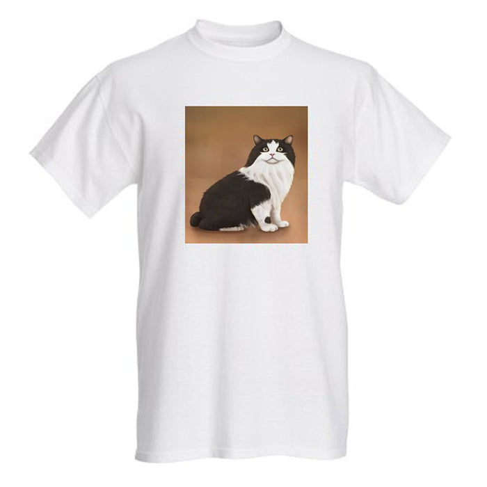 Women's Cymric Black And White Cat T-Shirt