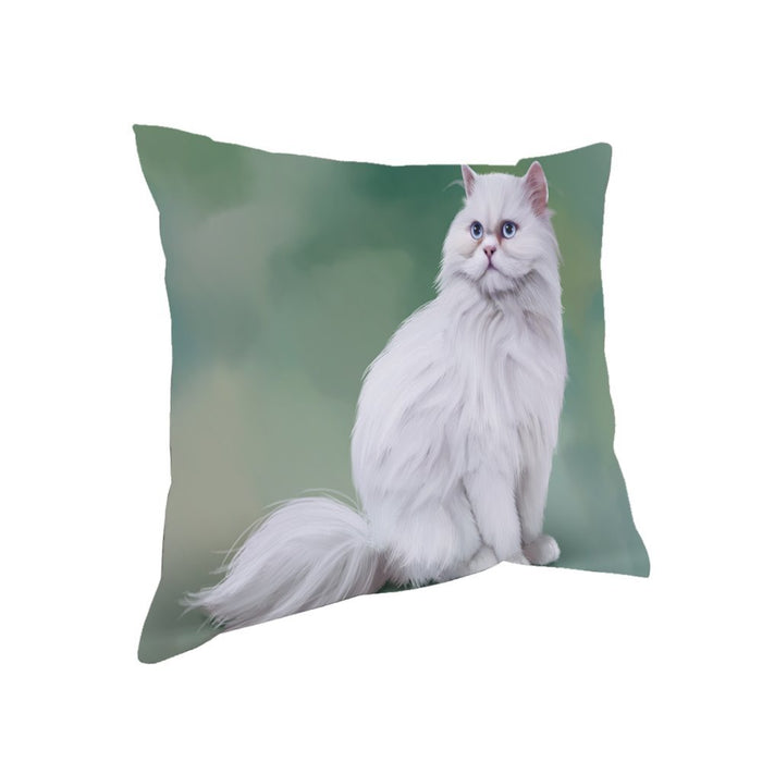 White Persian Cat Throw Pillow