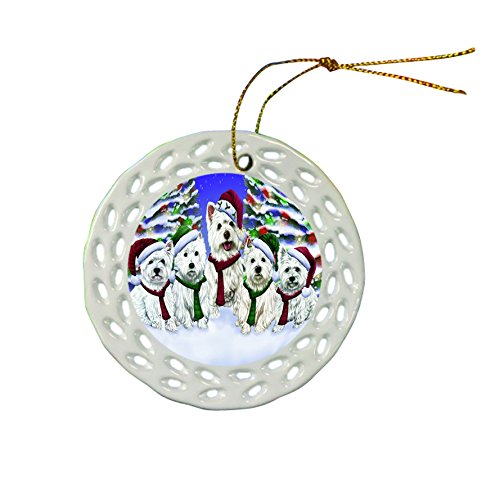 West Highland Terrier Dog Christmas Doily Ceramic Ornament