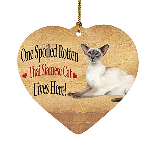 Spoiled Rotten Thai Siamese Cat Heart Christmas Ornament