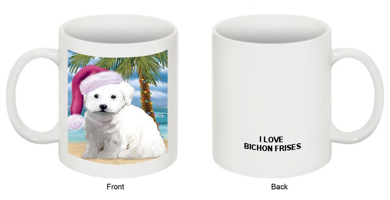 Summertime Bichon Frise Dog on Beach Christmas Mug CMG0543