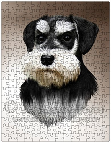 Schnauzer Dog Art Portrait Print 300 Pc. Puzzle with Photo Tin