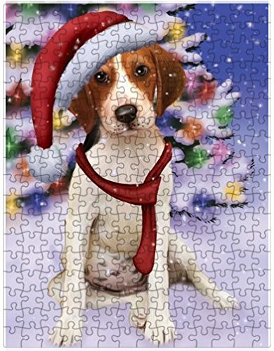 Winterland Wonderland Treeing Walker Coonhound Dog In Christmas Holiday Scenic Background Puzzle with Photo Tin