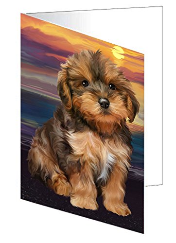 Yorkipoo Dog Handmade Artwork Assorted Pets Greeting Cards and Note Cards with Envelopes for All Occasions and Holiday Seasons GCD49814