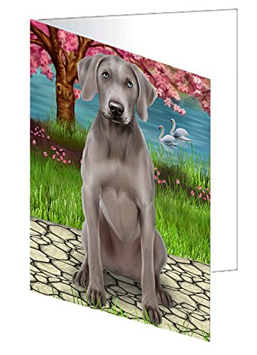 Weimaraner Dog Handmade Artwork Assorted Pets Greeting Cards and Note Cards with Envelopes for All Occasions and Holiday Seasons GCD49799
