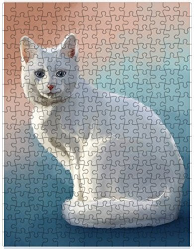 White Albino Cat Puzzle with Photo Tin