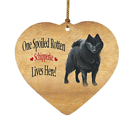 Schipperke Spoiled Rotten Dog Heart Christmas Ornament