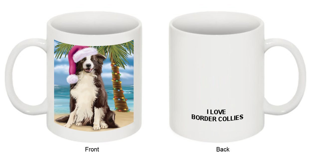 Summertime Border Collie Dog on Beach Christmas Mug CMG0553