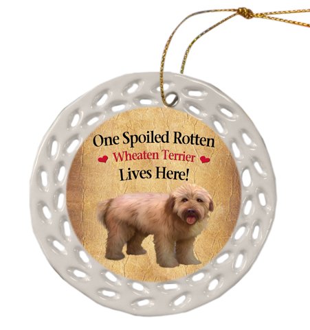 Wheaten Terrier Dog Christmas Doily Ceramic Ornament