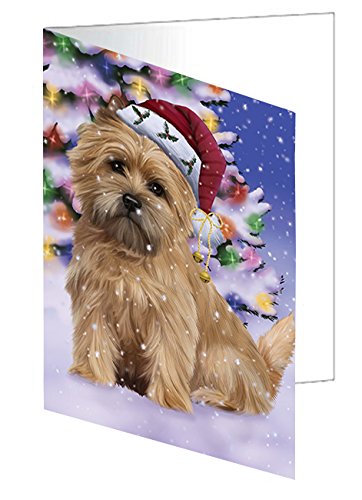 Winterland Wonderland Cairn Terrier Dog In Christmas Holiday Scenic Background Handmade Artwork Assorted Pets Greeting Cards and Note Cards with Envelopes for All Occasions and Holiday Seasons