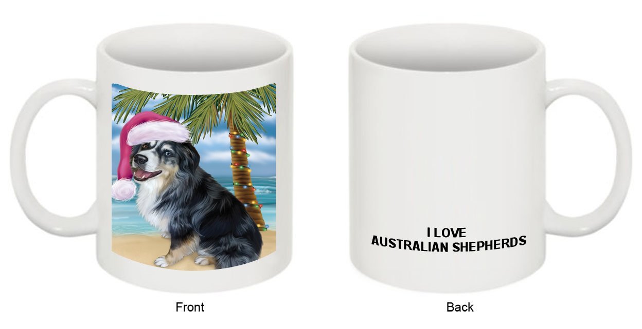 Summertime Australian Shepherd Dog on Beach Christmas Mug CMG0534