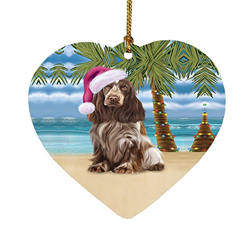 Summertime Cocker Spaniel Dog on Beach Christmas Heart Ornament POR2205