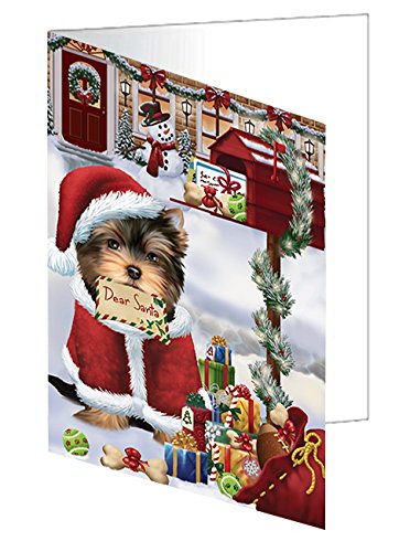 Yorkshire Terriers Dear Santa Letter Christmas Holiday Mailbox Dog Handmade Artwork Assorted Pets Greeting Cards and Note Cards with Envelopes for All Occasions and Holiday Seasons