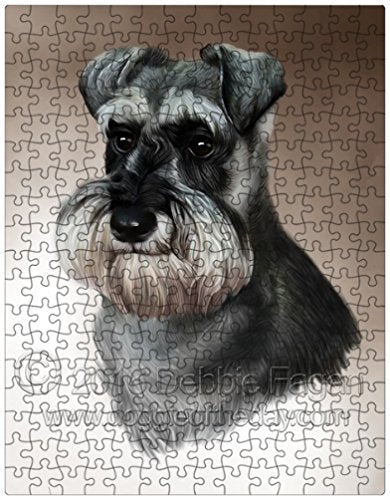 Schnauzer Dog Art Portrait Print 300 Pc. Puzzle with Photo Tin