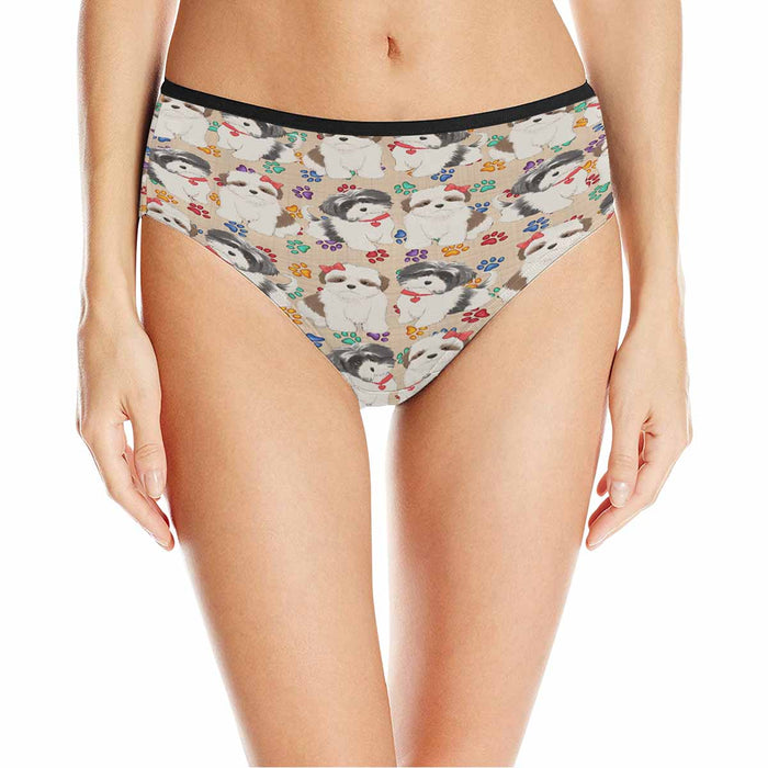 Shih Tzu Dogs Red  Women&#039;s High Waist Briefs (Model L26)