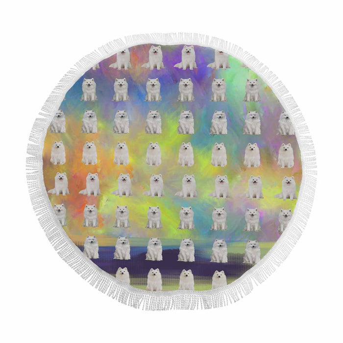 Samoyed Dogs  Round Beach Mat 59’’