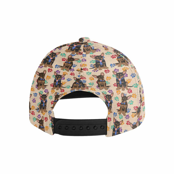 Women's All Over Rainbow Paw Print Australian Kelpie Dog Snapback Hat Cap