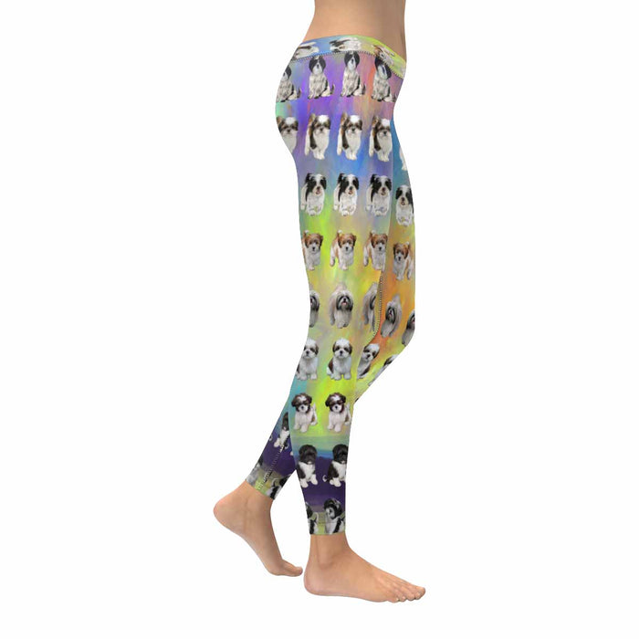 Shih Tzu Dogs  All-Over Low Rise Leggings (Model L07) (Outside Serging)