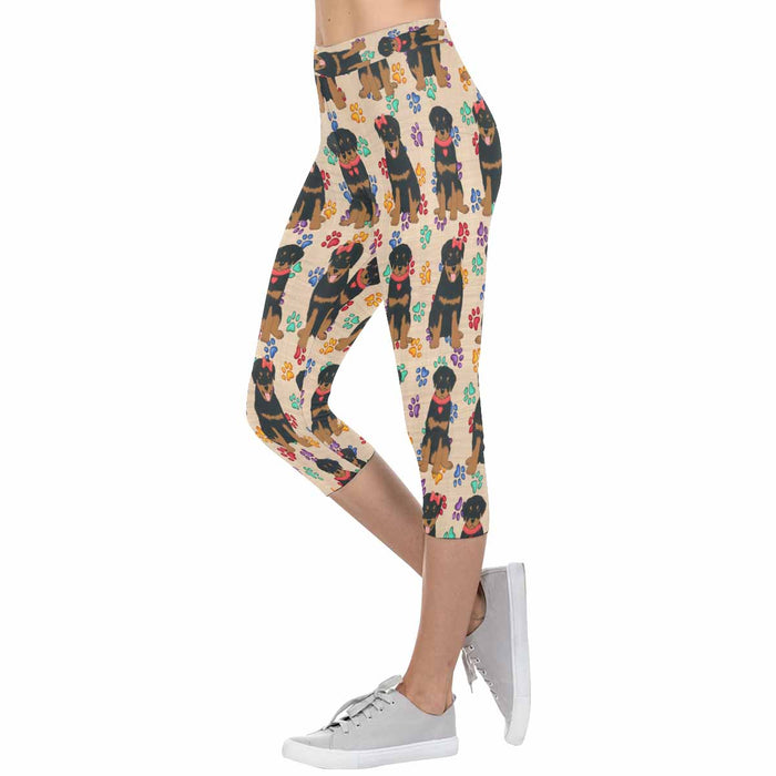 Rottweiler Dogs Red  All-Over Low Rise Capri Leggings (Model L08)