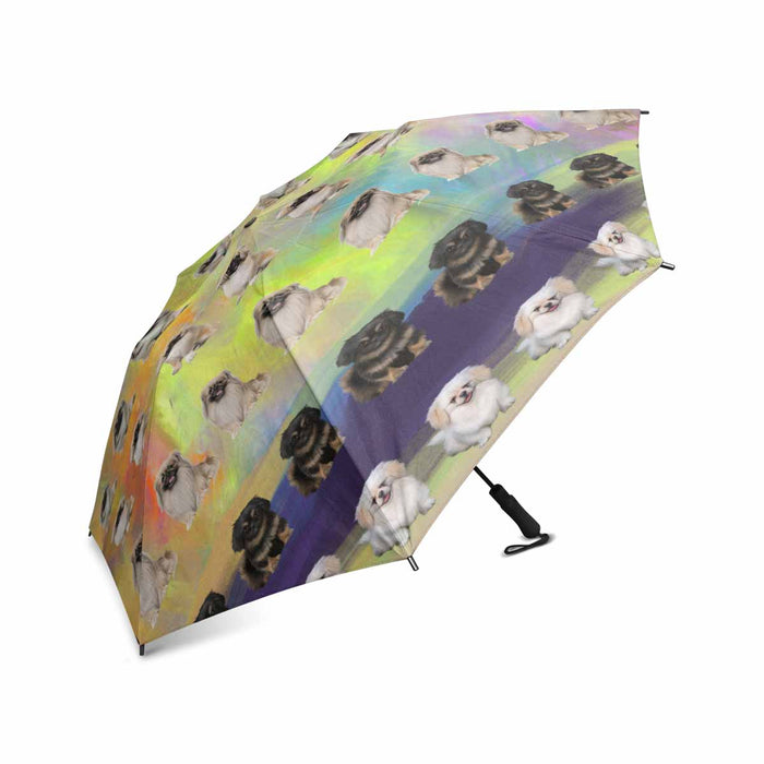 Pekingese Dogs  Semi-Automatic Foldable Umbrella