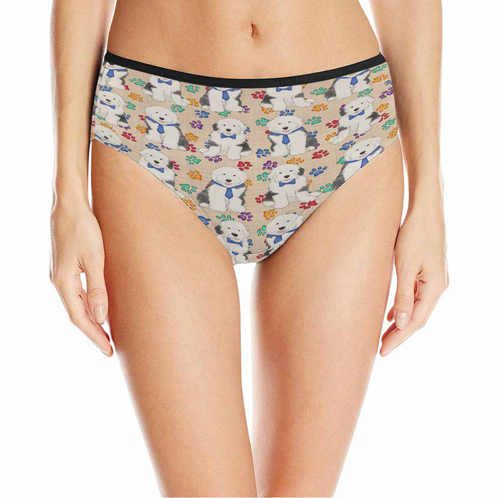 Old English Sheepdog Blue  Women&#039;s High Waist Briefs (Model L26)