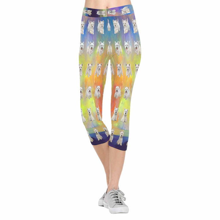 West Highland White Terrier Dogs  All-Over Low Rise Capri Leggings (Model L08)