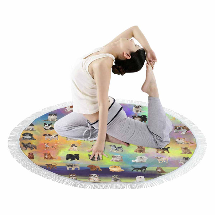 Multi Breed Dogs  Round Beach Mat 59’’