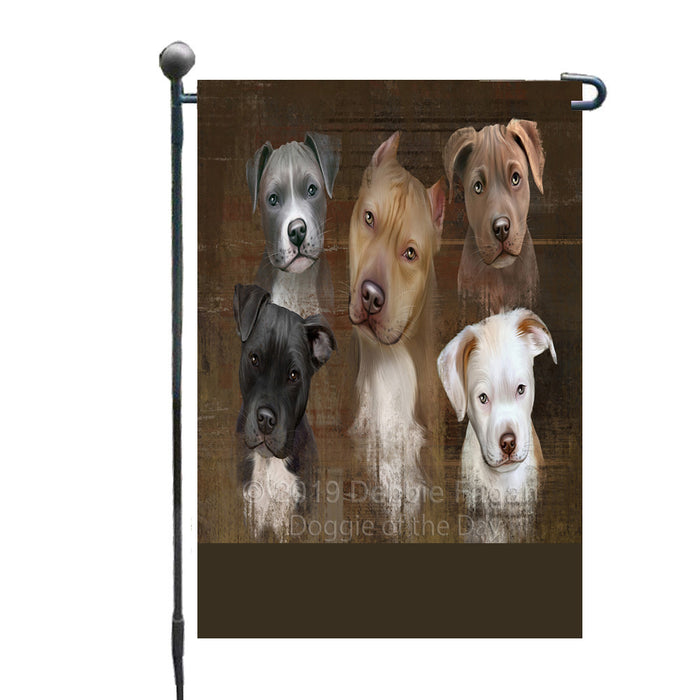 Personalized Rustic 5 Pit Bull Dogs Custom Garden Flags GFLG-DOTD-A62490