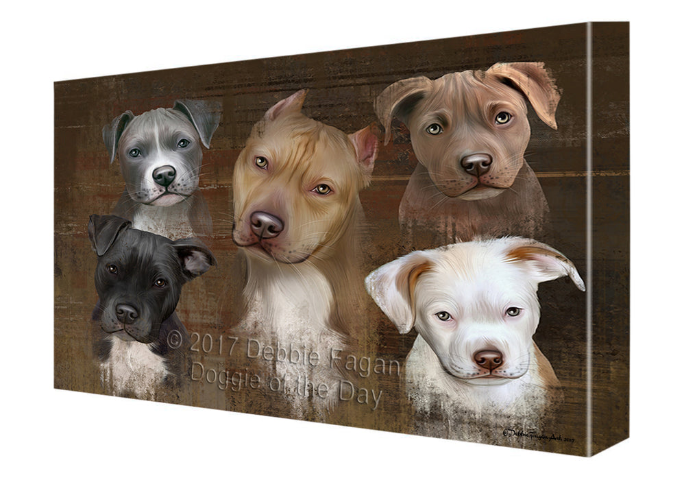 Rustic 5 Pit Bulls Dog Canvas Wall Art CVSA49683