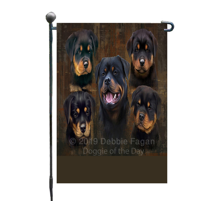 Personalized Rustic 5 Rottweiler Dogs Custom Garden Flags GFLG-DOTD-A62491