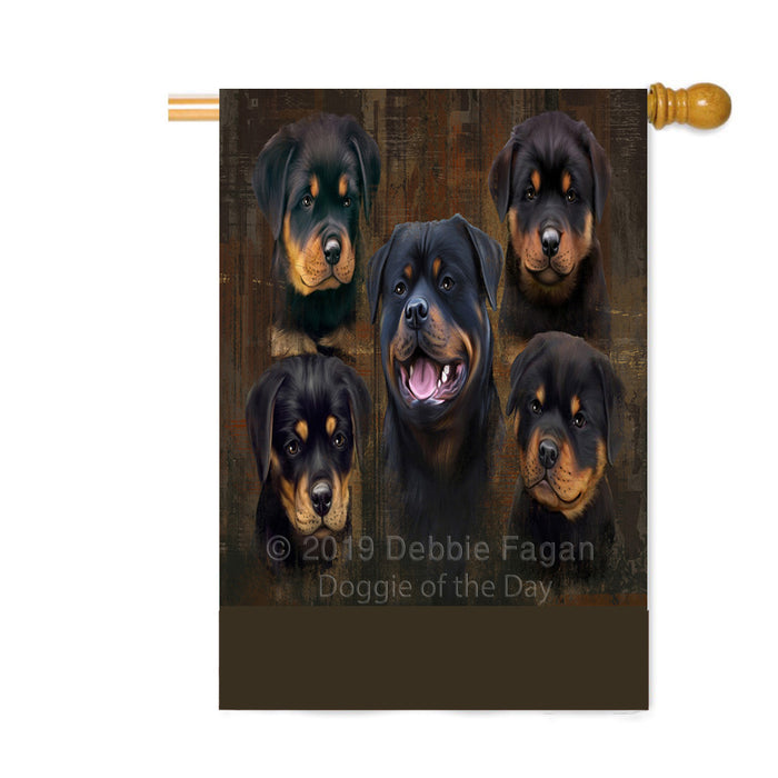 Personalized Rustic 5 Rottweiler Dogs Custom House Flag FLG-DOTD-A62547