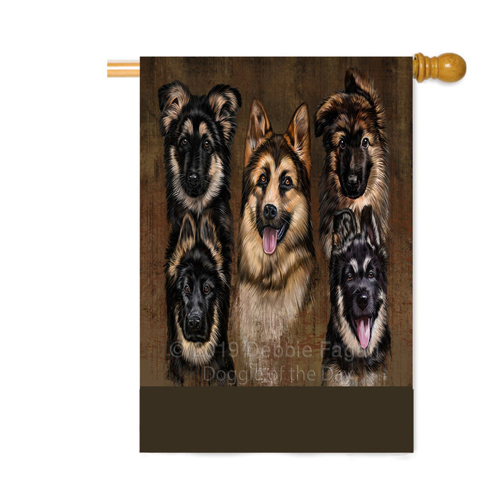 Personalized Rustic 5 German Shepherd Dogs Custom House Flag FLG-DOTD-A62577