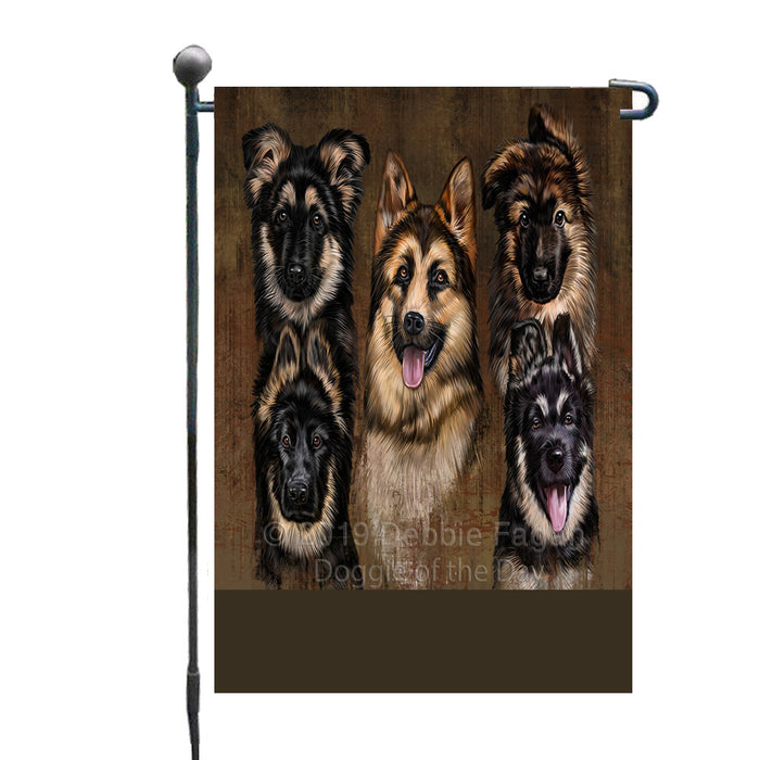 Personalized Rustic 5 German Shepherd Dogs Custom Garden Flags GFLG-DOTD-A62521
