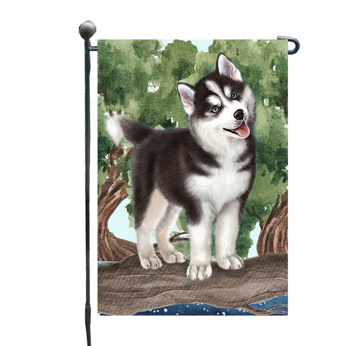 Siberian Husky Dogs Garden Flags - Outdoor Double Sided Garden Yard Porch Lawn Spring Decorative In the Woods Home Flags 12 1/2"w x 18"h