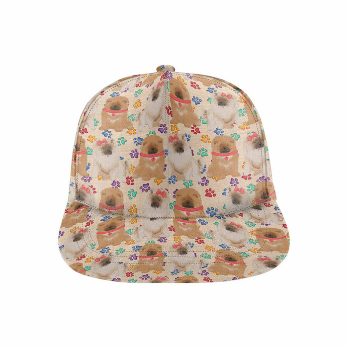 Women's All Over Rainbow Paw Print Chow Chow Dog Snapback Hat Cap