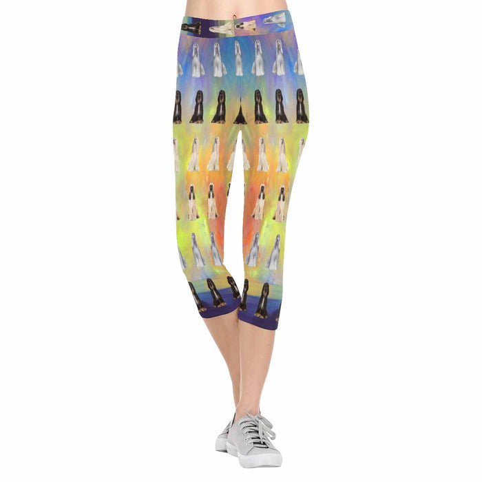 Afghan Hound Dogs  All-Over Low Rise Capri Leggings (Model L08)