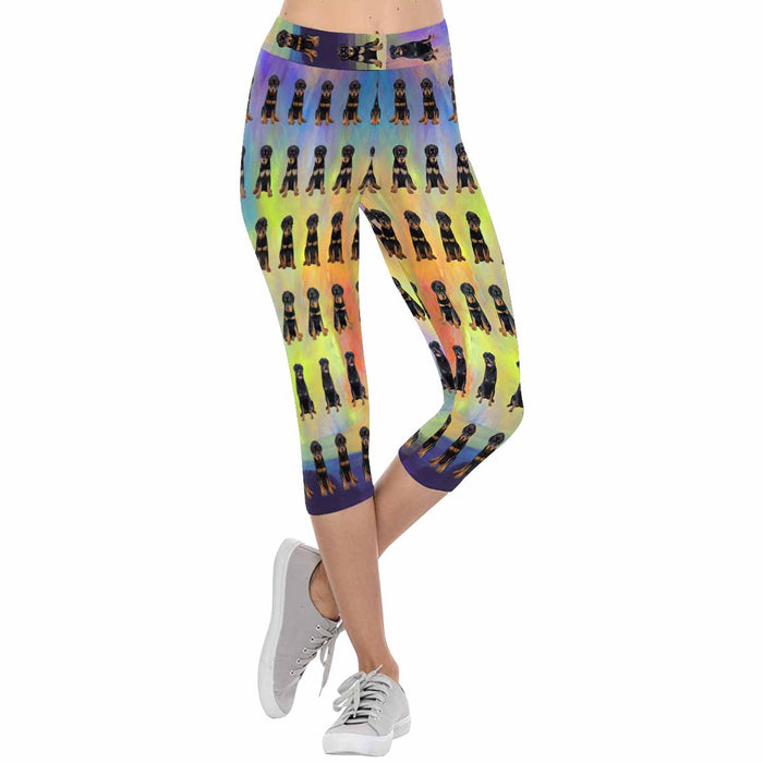 Rottweiler Dogs  All-Over Low Rise Capri Leggings (Model L08)