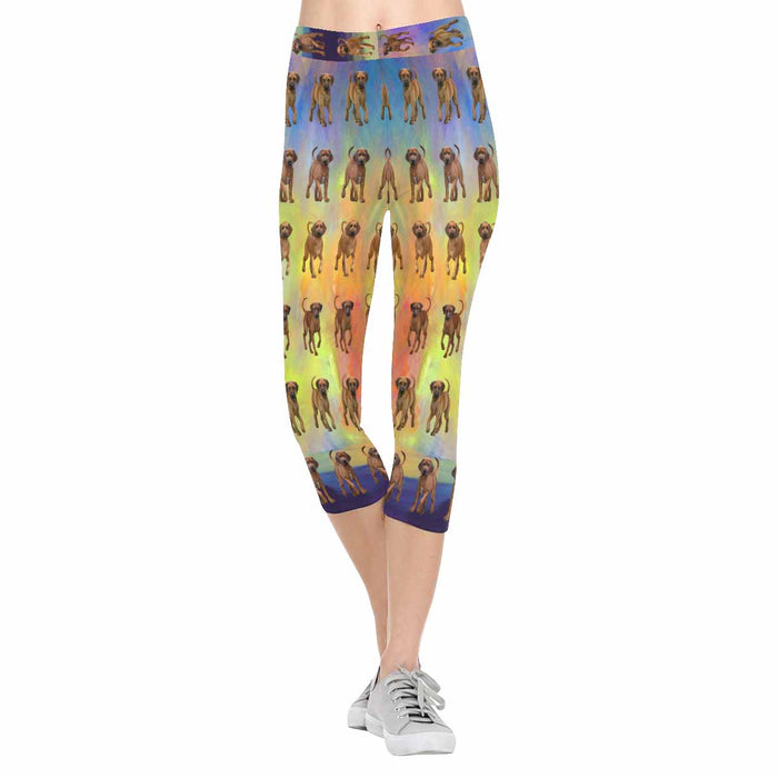 Rhodesian Ridgeback Dogs  All-Over Low Rise Capri Leggings (Model L08)