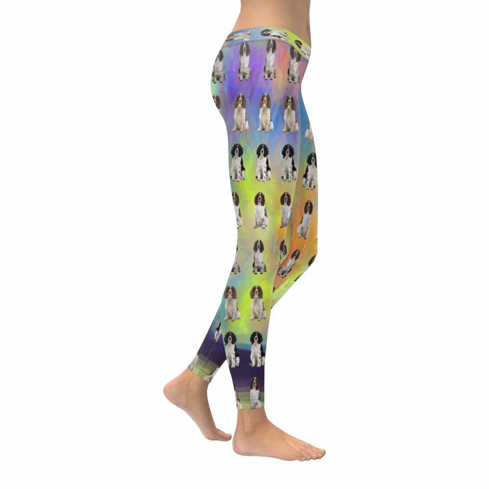 Springer Spaniel Dogs  All-Over Low Rise Leggings (Model L07) (Outside Serging)