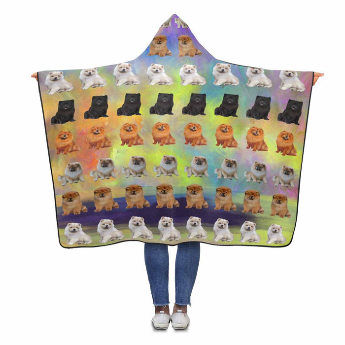 Chow Chow Dogs  Hooded Blanket 80"x56"