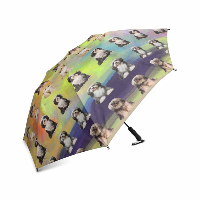 Tibetan Terrier Dogs  Semi-Automatic Foldable Umbrella