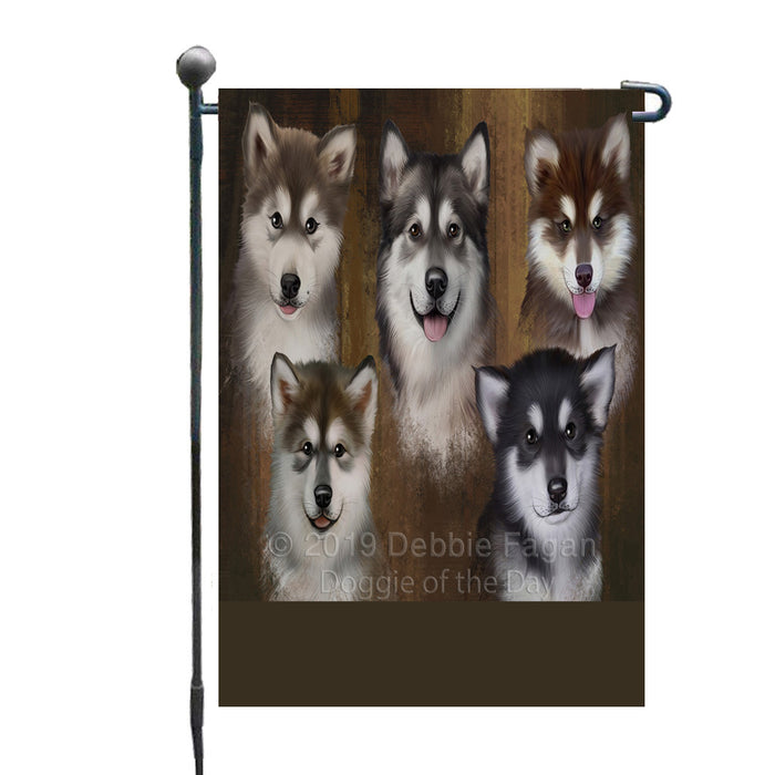 Personalized Rustic 5 Alaskanmalamute Dogs Custom Garden Flags GFLG-DOTD-A62495