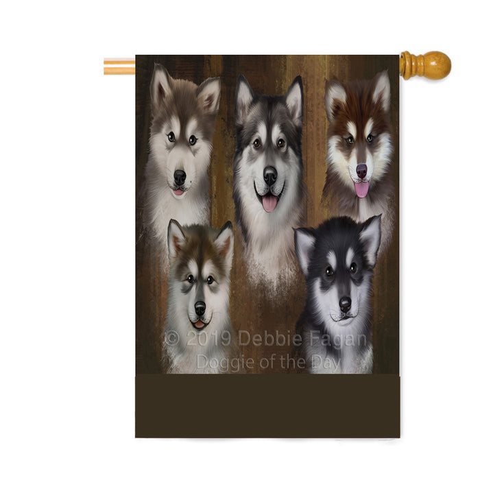 Personalized Rustic 5 Alaskanmalamute Dogs Custom House Flag FLG-DOTD-A62551