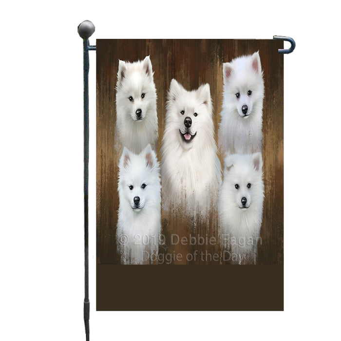 Personalized Rustic 5 American Eskimo Dogs Custom Garden Flags GFLG-DOTD-A62496