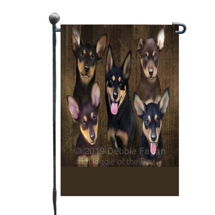 Personalized Rustic 5 Australian Kelpies Dogs Custom Garden Flags GFLG-DOTD-A62500