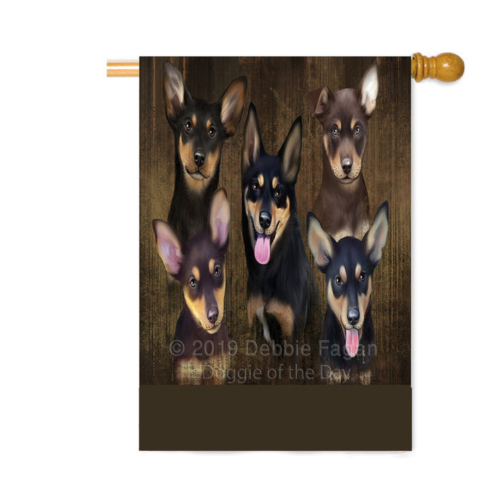 Personalized Rustic 5 Australian Kelpies Dogs Custom House Flag FLG-DOTD-A62556