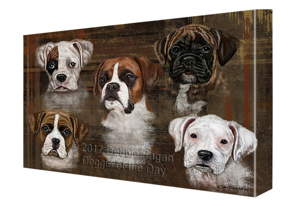 Rustic 5 Boxers Dog Canvas Wall Art CVSA49746